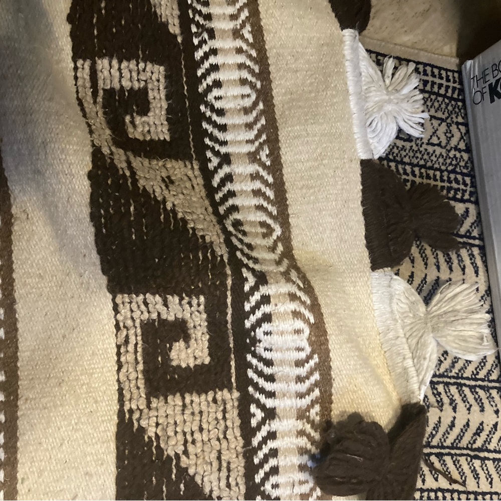Peruvian? Brown /Cream Geometric Pattern Rug/Wall Hanging Wool Blend pre loved - Picture 4 of 15